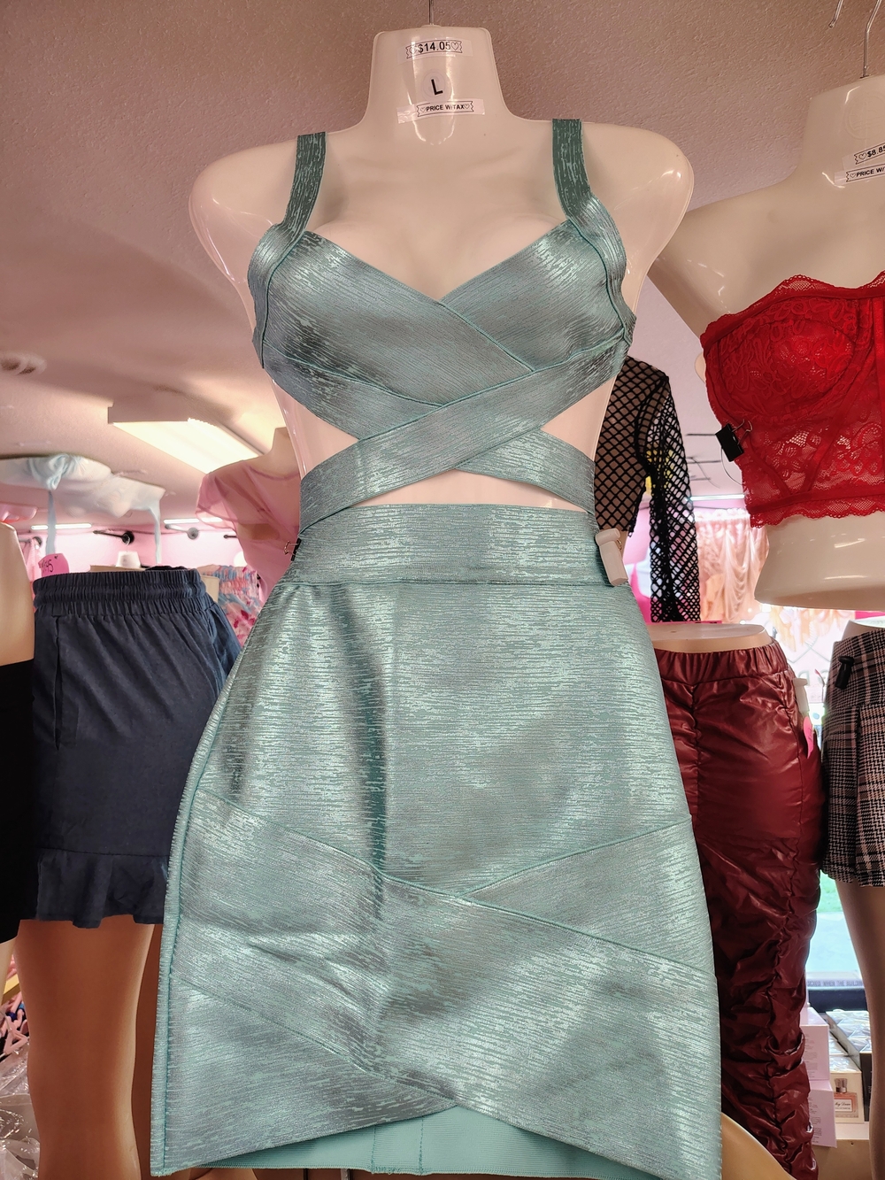 Sleek Aqua 💙 Crisscross Mini Dress